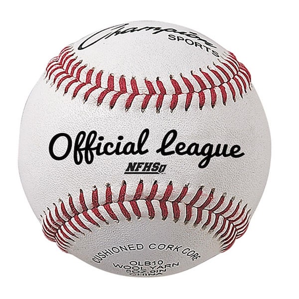 Champion Sports 3 in. NFHS Leather Official League Baseball, White & Red - Pack of 12 OLB10 - main